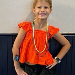 Girls crewcuts bright orange tank tops